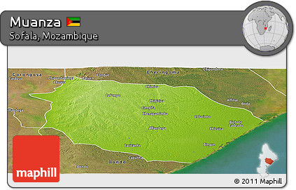 Physical Panoramic Map of Muanza, satellite outside