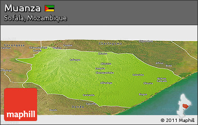 Physical Panoramic Map of Muanza, satellite outside
