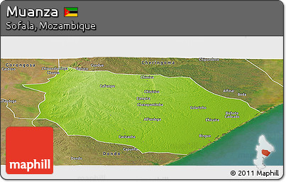 Physical Panoramic Map of Muanza, satellite outside