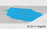 Political Panoramic Map of Muanza, lighten, desaturated