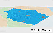 Political Panoramic Map of Muanza, lighten