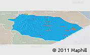 Political Panoramic Map of Muanza, lighten, semi-desaturated