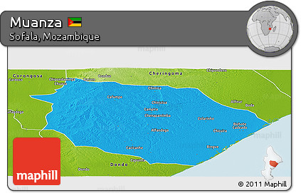 Political Panoramic Map of Muanza, physical outside