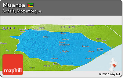Political Panoramic Map of Muanza, physical outside
