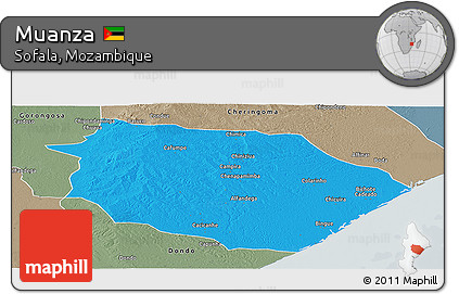 Political Panoramic Map of Muanza, semi-desaturated