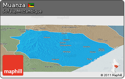 Political Panoramic Map of Muanza, semi-desaturated