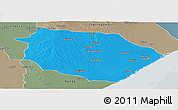 Political Panoramic Map of Muanza, semi-desaturated
