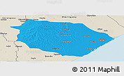 Political Panoramic Map of Muanza, shaded relief outside