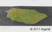 Satellite Panoramic Map of Muanza, darken, desaturated