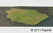 Satellite Panoramic Map of Muanza, darken, semi-desaturated