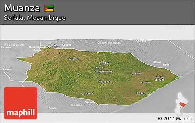 Satellite Panoramic Map of Muanza, lighten, desaturated