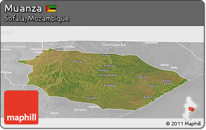 Satellite Panoramic Map of Muanza, lighten, desaturated