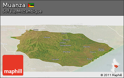 Satellite Panoramic Map of Muanza, lighten