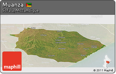 Satellite Panoramic Map of Muanza, lighten
