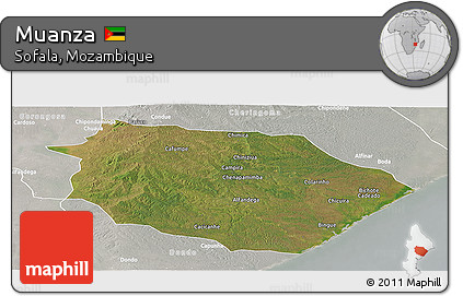 Satellite Panoramic Map of Muanza, lighten, semi-desaturated