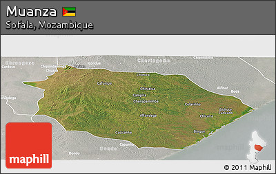 Satellite Panoramic Map of Muanza, lighten, semi-desaturated