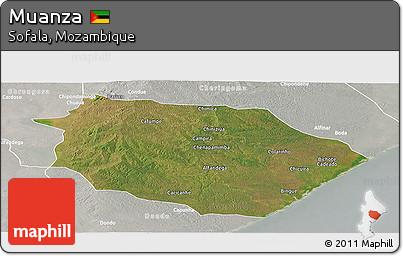 Satellite Panoramic Map of Muanza, lighten, semi-desaturated