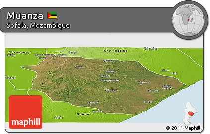 Satellite Panoramic Map of Muanza, physical outside
