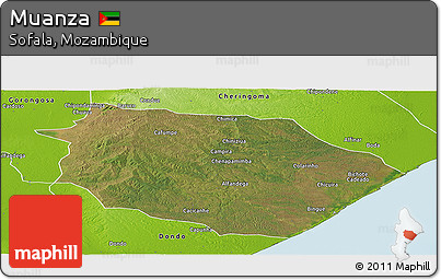 Satellite Panoramic Map of Muanza, physical outside