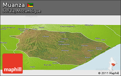 Satellite Panoramic Map of Muanza, physical outside