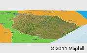 Satellite Panoramic Map of Muanza, political outside