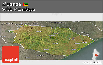 Satellite Panoramic Map of Muanza, semi-desaturated