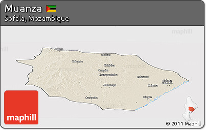 Shaded Relief Panoramic Map of Muanza, cropped outside