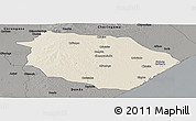 Shaded Relief Panoramic Map of Muanza, darken, semi-desaturated