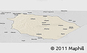 Shaded Relief Panoramic Map of Muanza, desaturated