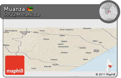 Shaded Relief Panoramic Map of Muanza