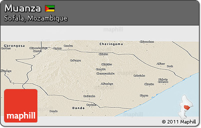 Shaded Relief Panoramic Map of Muanza