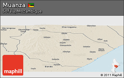 Shaded Relief Panoramic Map of Muanza