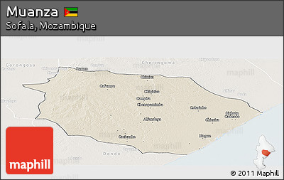 Shaded Relief Panoramic Map of Muanza, lighten