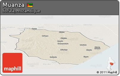 Shaded Relief Panoramic Map of Muanza, lighten