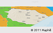 Shaded Relief Panoramic Map of Muanza, political outside