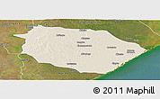 Shaded Relief Panoramic Map of Muanza, satellite outside