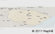 Shaded Relief Panoramic Map of Muanza, semi-desaturated