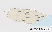 Shaded Relief Panoramic Map of Muanza, single color outside