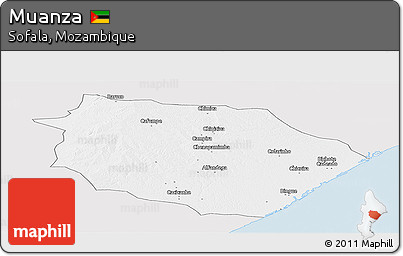 Silver Style Panoramic Map of Muanza, single color outside