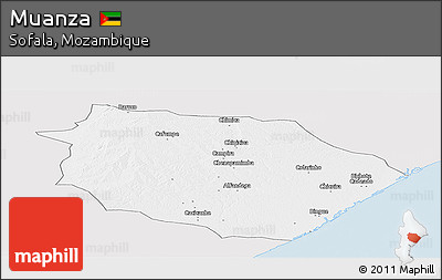 Silver Style Panoramic Map of Muanza, single color outside