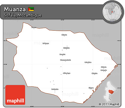 Gray Simple Map of Muanza, cropped outside