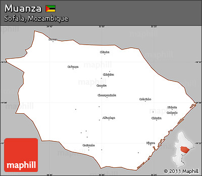 Gray Simple Map of Muanza, cropped outside