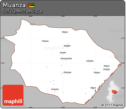 Gray Simple Map of Muanza, cropped outside
