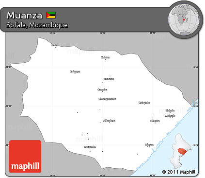 Gray Simple Map of Muanza, single color outside