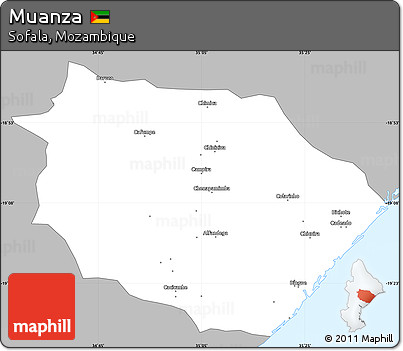 Gray Simple Map of Muanza, single color outside