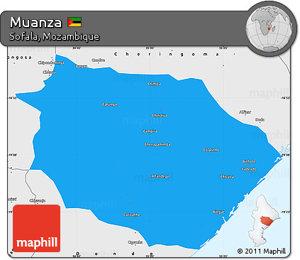 Political Simple Map of Muanza, single color outside, borders and labels