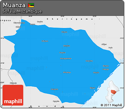 Political Simple Map of Muanza, single color outside, borders and labels