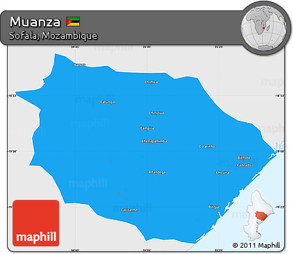 Political Simple Map of Muanza, single color outside