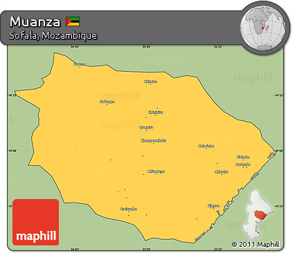 Savanna Style Simple Map of Muanza, cropped outside