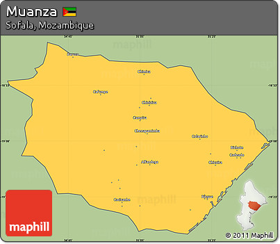Savanna Style Simple Map of Muanza, cropped outside